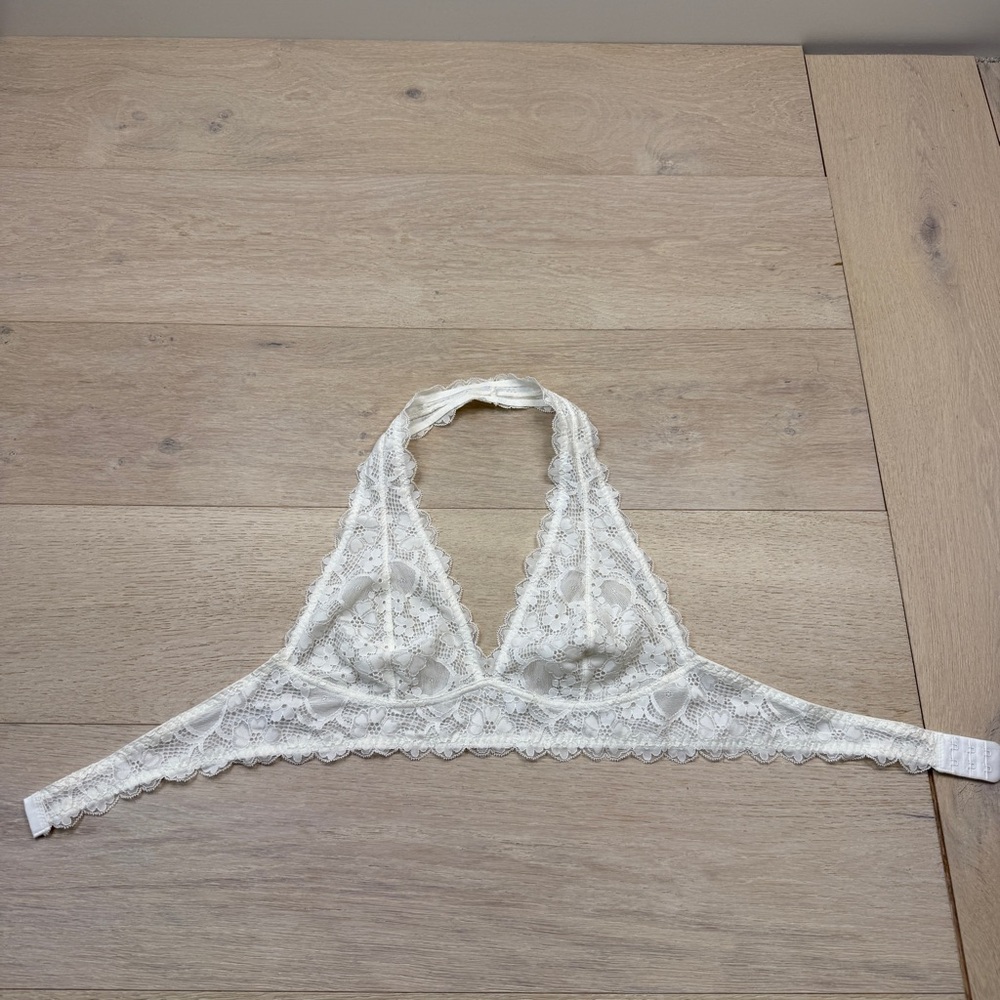 Free People White Lace Bralette with Open Back Design